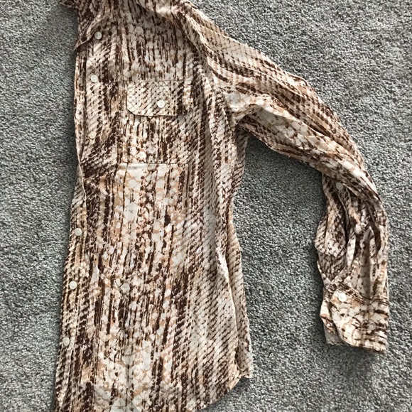 Lucky Brand Snake Print Long Sleeve Cotton Top Sz L - Picture 11 of 11